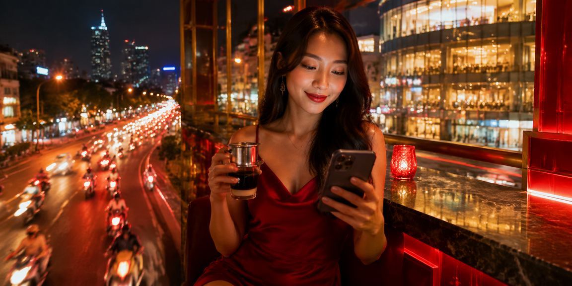 Người dùng tại TP.HCM truy cập dịch vụ cá cược thể thao trên điện thoại bên cốc cà phê