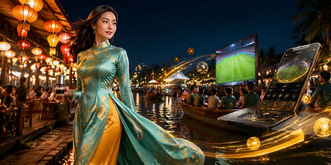 Người chơi miền Tây theo dõi kèo bóng đá trên di động bên sông Mekong